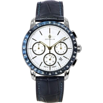 Zeppelin New York Chronograph Leather Strap White Dial Quartz 88781 Men's Watch