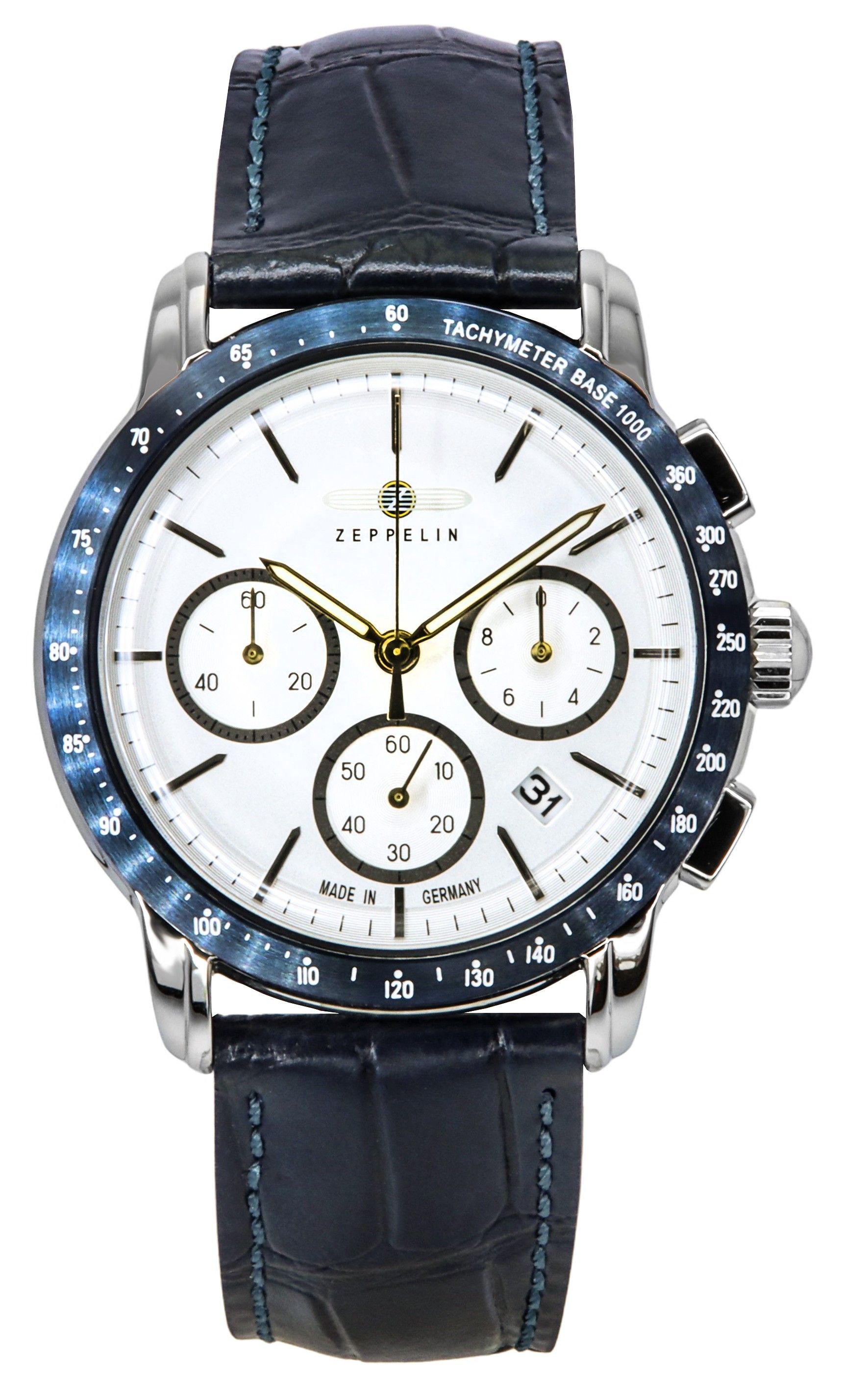 Zeppelin New York Chronograph Leather Strap White Dial Quartz 88781 Men's Watch