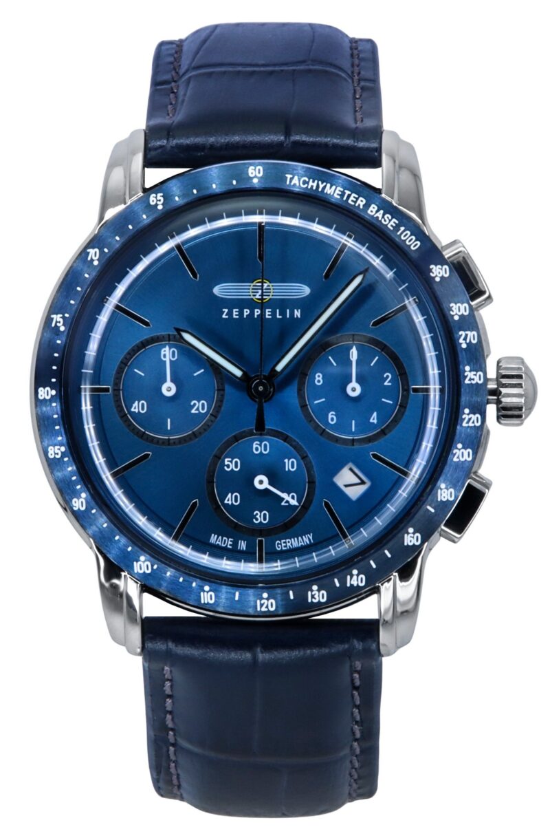 Zeppelin New York Chronograph Leather Strap Blue Dial Quartz 88783 Men's Watch Zeppelin New York Chronograph Leather Strap Blue Dial Quartz 88783 Men's Watch