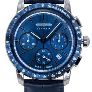 Zeppelin New York Chronograph Leather Strap Blue Dial Quartz 88783 Men's Watch