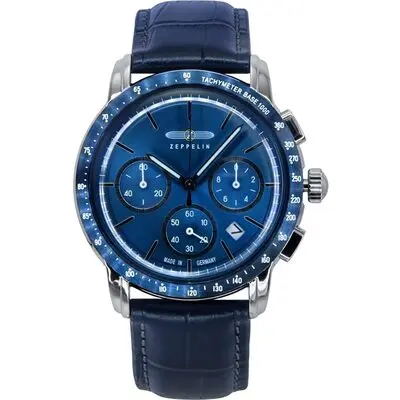 Zeppelin New York Chronograph Leather Strap Blue Dial Quartz 88783 Men's Watch