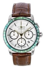 Zeppelin New York Chronograph Leather Strap White Dial Quartz 88784 Men's Watch