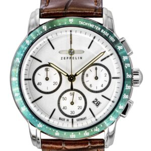 Zeppelin New York Chronograph Leather Strap White Dial Quartz 88784 Men's Watch