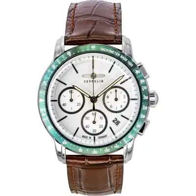 Zeppelin New York Chronograph Leather Strap White Dial Quartz 88784 Men's Watch Zeppelin New York Chronograph Leather Strap White Dial Quartz 88784 Men's Watch