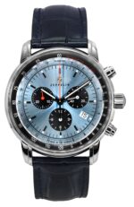 Zeppelin LZ 14 Marine Chronograph Leather Strap Ice Blue Dial Quartz 88862 Men's Watch