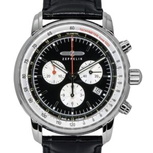 Zeppelin LZ 14 Marine Chronograph Leather Strap Black Dial Quartz 88882 Men's Watch