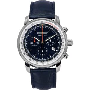 Zeppelin LZ 14 Marine Chronograph Leather Strap Blue Dial Quartz 88883 Men's Watch