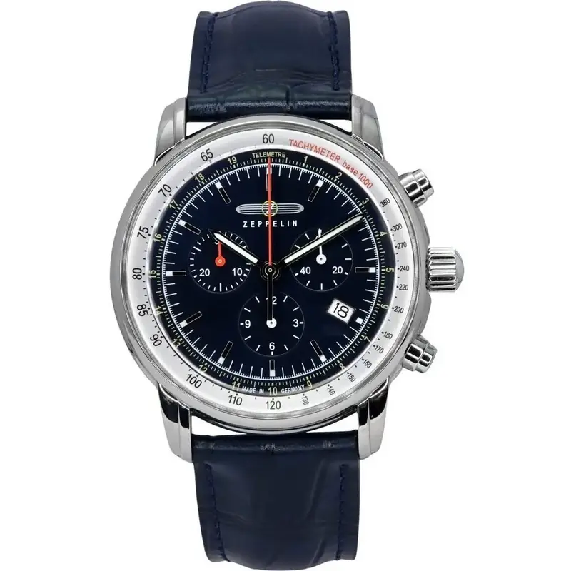 Zeppelin LZ 14 Marine Chronograph Leather Strap Blue Dial Quartz 88883 Men's Watch Zeppelin LZ 14 Marine Chronograph Leather Strap Blue Dial Quartz 88883 Men's Watch