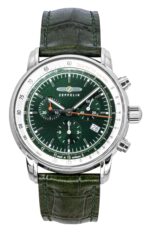 Zeppelin LZ 14 Marine Chronograph Leather Strap Green Dial Quartz 88884 Men's Watch