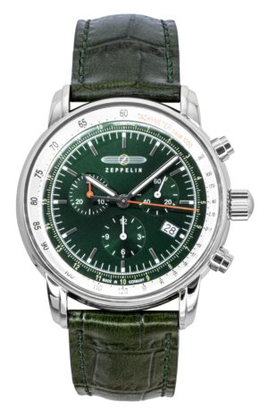 Zeppelin LZ 14 Marine Chronograph Leather Strap Green Dial Quartz 88884 Men's Watch