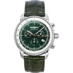Zeppelin LZ 14 Marine Chronograph Leather Strap Green Dial Quartz 88884 Men's Watch