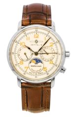 Zeppelin Mediterranee Moonphase Leather Strap Champagne Dial Quartz 96375 Men's Watch