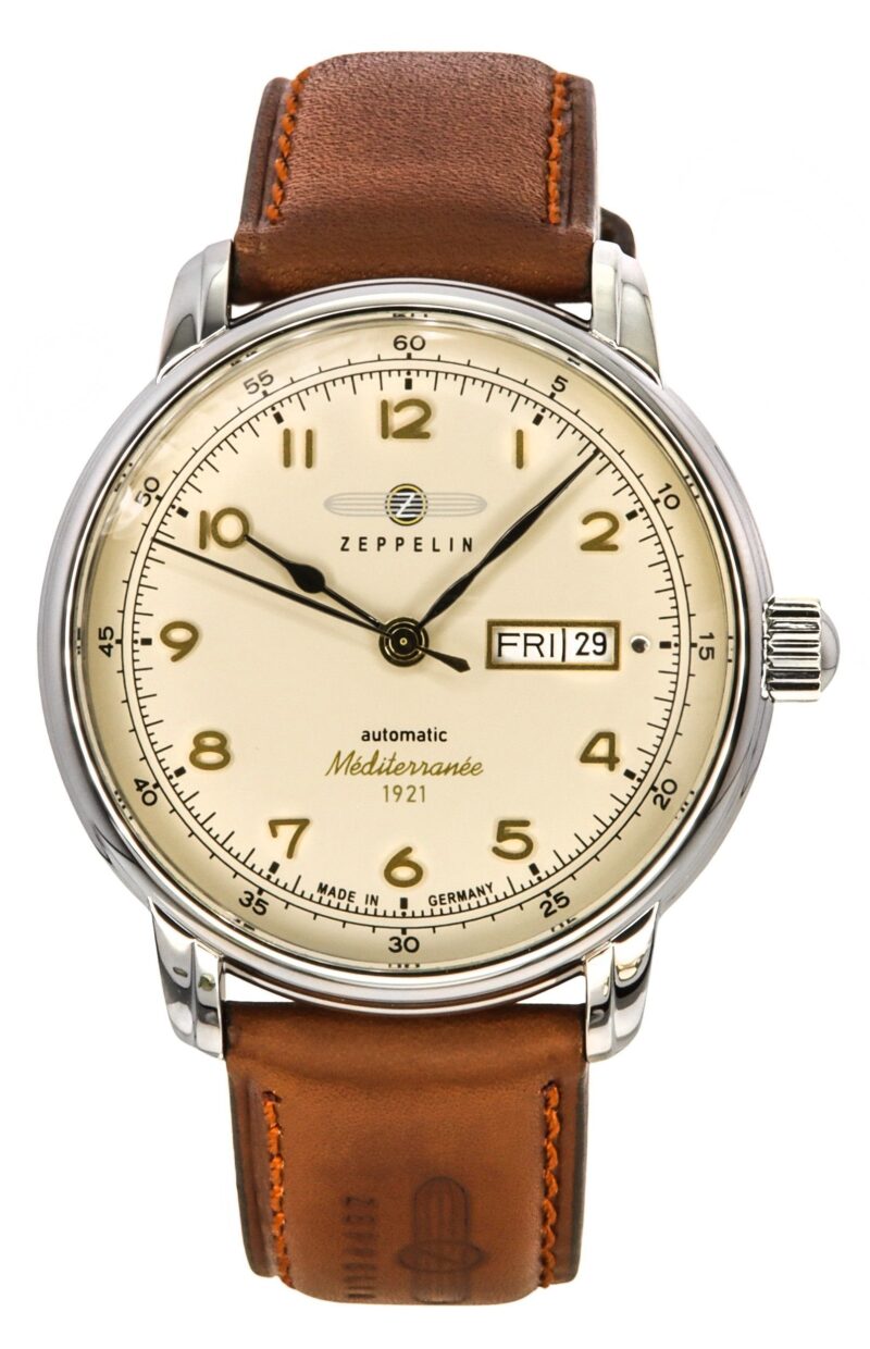 Zeppelin Mediterranee 1921 Leather Strap Beige Dial Automatic 96645 Men's Watch Zeppelin Mediterranee 1921 Leather Strap Beige Dial Automatic 96645 Men's Watch
