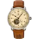 Zeppelin Mediterranee Leather Strap Open Heart Beige Dial Automatic 96665 Men's Watch