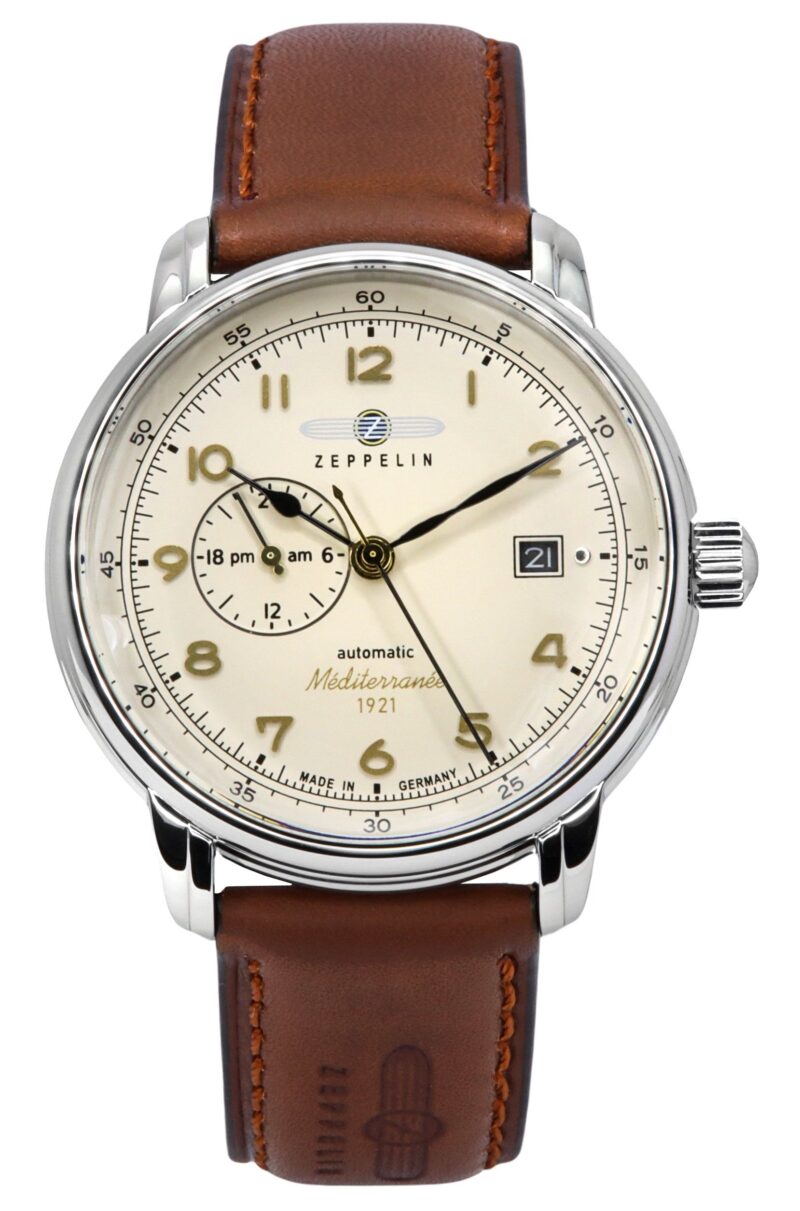Zeppelin Mediterranean Leather Strap Beige Dial Automatic 96685 Men's Watch