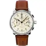 Zeppelin Mediterranee Chronograph Leather Strap Beige Dial Quartz 96705 Men's Watch