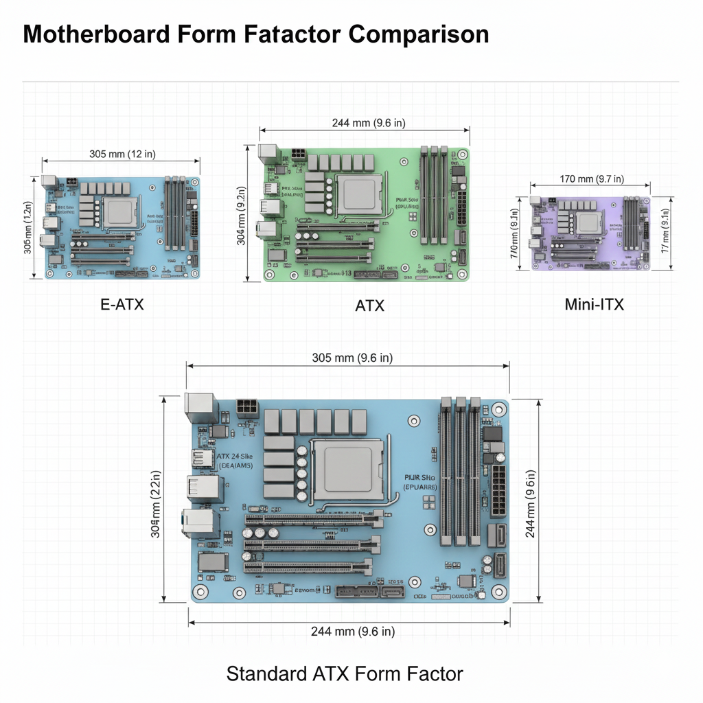 PC Chassis and Motherboard Size Guide 1 Motherboard Form Factor Size Guide Schematic
