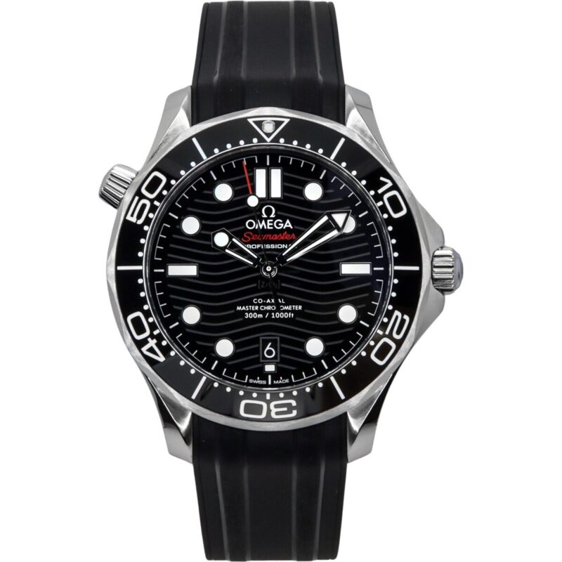 Omega Seamaster Rubber Strap Black Dial Automatic Diver's 210.32.42.20.01.001 300M Men's Watch