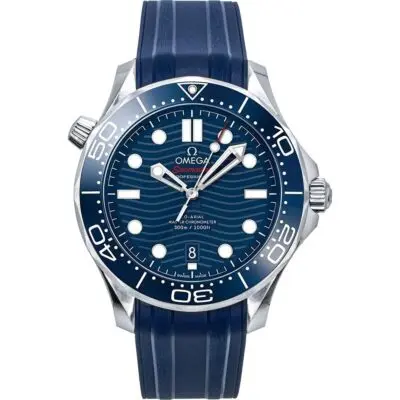 Omega Seamaster Rubber Strap Blue Dial Automatic Diver's 210.32.42.20.03.001 300M Men's Watch