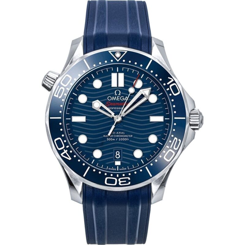 Omega Seamaster Rubber Strap Blue Dial Automatic Diver's 210.32.42.20.03.001 300M Men's Watch