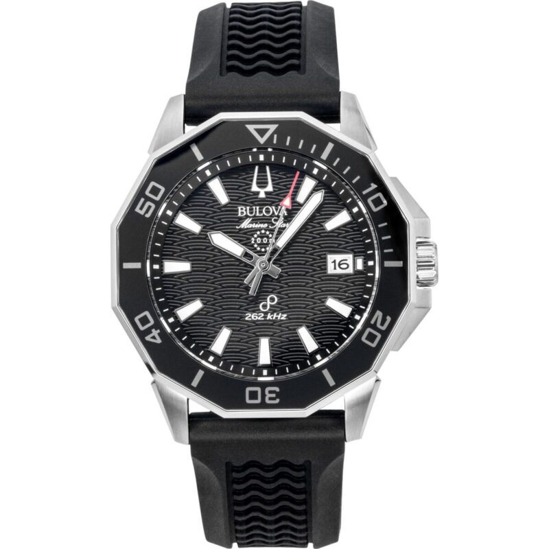 Bulova Marine Star Precisionist Silicone Strap Black Dial Quartz Diver's 96B432 200M Men's Watch