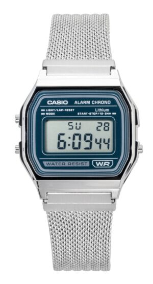 Casio Vintage Digital Stainless Steel Mesh Bracelet Quartz A158WEM-3 Unisex Watch