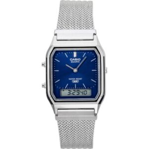 Casio Vintage Analog Digital Stainless Steel Mesh Bracelet Blue Dial Quartz AQ-230EM-2A Unisex Watch