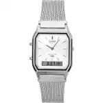 Casio Vintage Analog Digital Stainless Steel Mesh Bracelet Silver Dial Quartz AQ-230EM-7A Unisex Watch