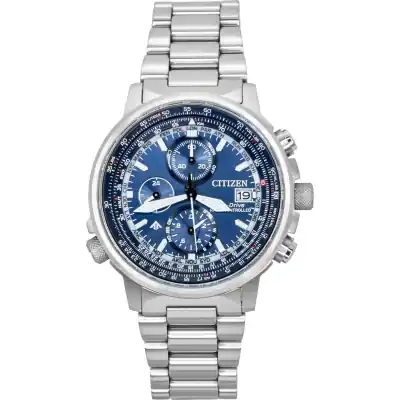 Citizen Promaster Sky Eco-Drive Chronograph Stainless Steel Blue Dial Diver's AT8300-58L 200M Men's Watch