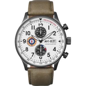 AVI-8 Hawker Hurricane Classic Chronograph Ivory Grayscale White Dial Quartz AV-4011-0B Men's Watch