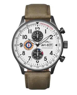 AVI-8 Hawker Hurricane Classic Chronograph Ivory Grayscale White Dial Quartz AV-4011-0B Men's Watch