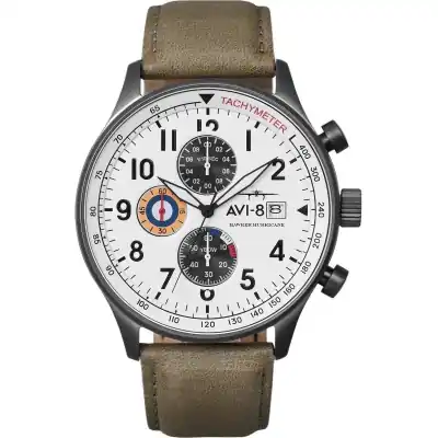 AVI-8 Hawker Hurricane Classic Chronograph Ivory Grayscale White Dial Quartz AV-4011-0B Men's Watch