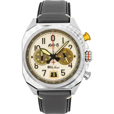 AVI-8 Bell X-1 Machbuster Chronograph Camel Brown Strap Cream Dial Quartz AV-4118-03 Men's Watch