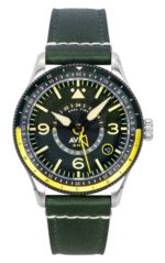 AVI-8 Flyboy Airmaster GMT Fuselage Green Leather Strap Green Dial Automatic AV-4128-03 Men's Watch
