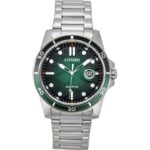 Citizen Marine Eco-Drive Stainless Steel Green Dial AW1811-82X 100M Men's Watch