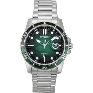Citizen Marine Eco-Drive Stainless Steel Green Dial AW1811-82X 100M Men's Watch