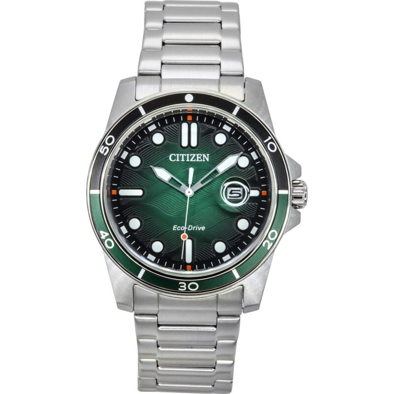 Citizen Marine Eco-Drive Stainless Steel Green Dial AW1811-82X 100M Men's Watch