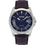 Citizen Eco-Drive Leather Strap Blue Dial BM7108-22L 100M Men's Watch