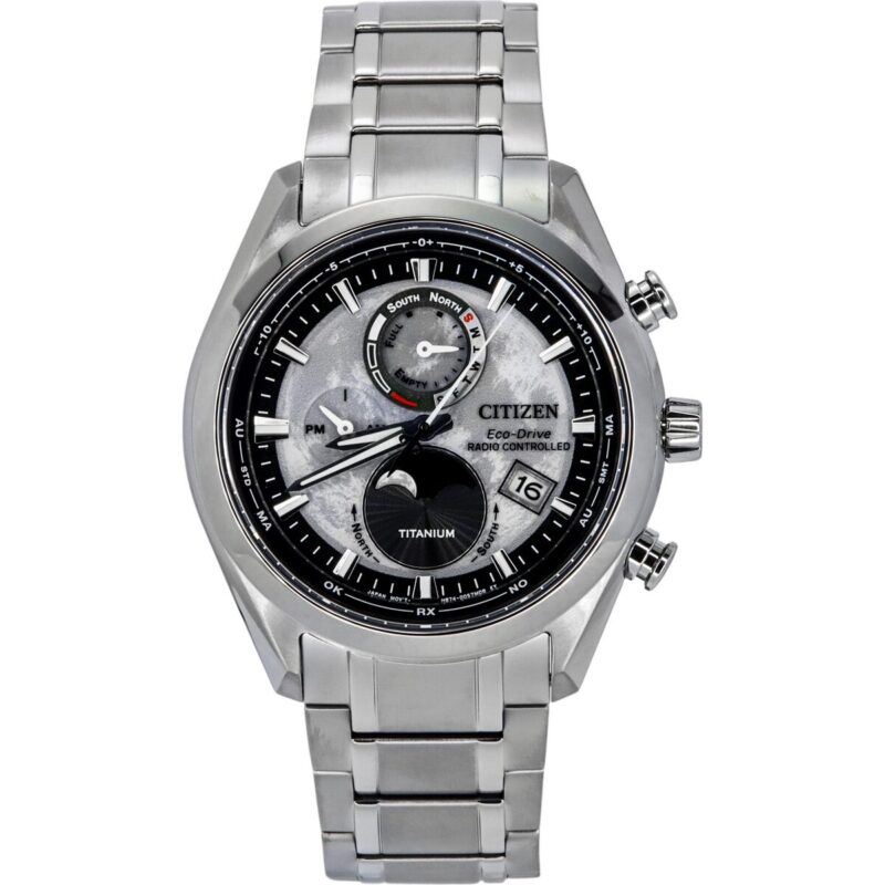 Citizen Eco-Drive Tsuki-yomi Super Titanium Radio Controlled Grey Dial BY1010-81H 100M Men's Watch
