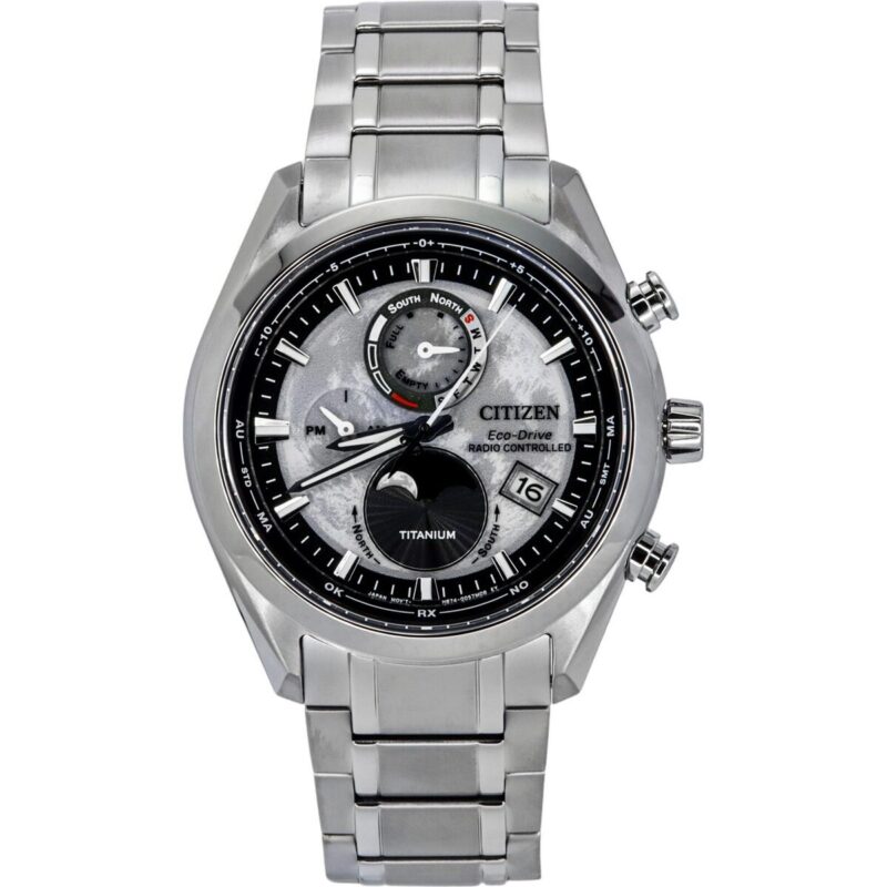 Citizen Eco-Drive Tsuki-yomi Super Titanium Radio Controlled Grey Dial BY1010-81H 100M Men's Watch