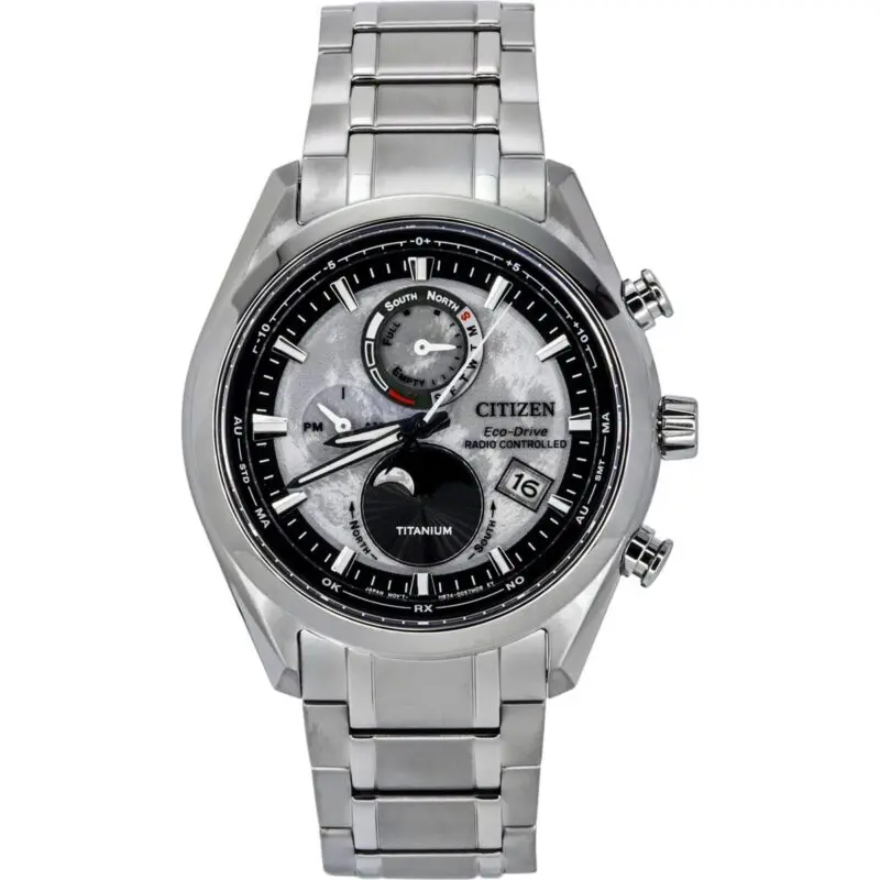 Citizen Eco-Drive Tsuki-yomi Super Titanium Radio Controlled Grey Dial BY1010-81H 100M Men's Watch