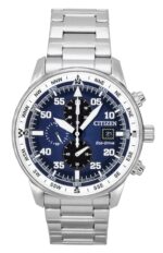 Citizen Eco-Drive Aviator Chronograph Stainless Steel Blue Dial CA0880-58L 100M Men's Watch