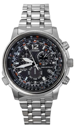 Citizen Promaster Sky Radio Controlled Chronograph Stainless Steel Black Dial Eco-Drive CB5860-86E 200M Men's Watch