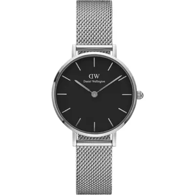 Daniel Wellington Petite Sterling 32mm Women's Watch - Silver Mesh with Black Dial (DW00100162)