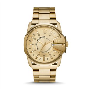 Diesel Master Chief Men’s Watch | 45mm Gold-Tone Stainless Steel Case, Gold Sunray Dial and Bracelet (DZ1952)