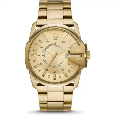 Diesel Master Chief Men’s Watch | 45mm Gold-Tone Stainless Steel Case, Gold Sunray Dial and Bracelet (DZ1952)