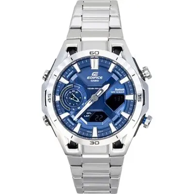 Casio Edifice Analog Digital Stainless Steel Blue Dial Solar ECB-2300D-2A 100M Men's Watch