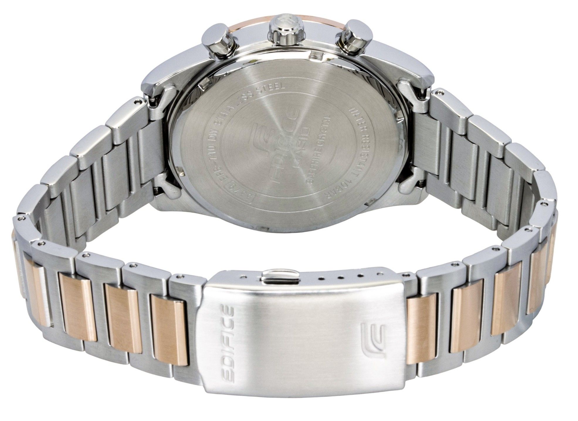 Casio Edifice Analog Chronograph Two Tone Stainless Steel Blue Dial Quartz EFB-710SG-2AV 100M Men's Watch