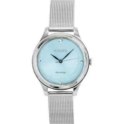 Citizen Eco-Drive Stainless Steel Mint Green Dial EM0501-89M Women's Watch