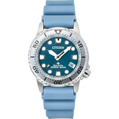 Citizen Promaster Polyurethane Strap Blue Dial Eco-drive Diver's Eo2027-09l 200m Women's Watch